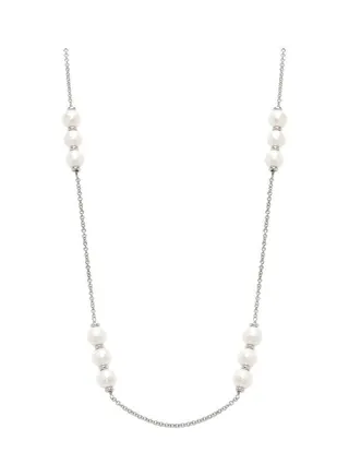 Sterling Silver and 7mm Freshwater Pearl Necklace for Women One Size 