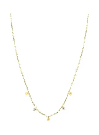 14K Yellow Gold and 0.03 TCW Bezel Diamond Gold Beads Necklace for Women One Size 
