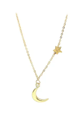 Alloy Star And Moon Pendant Necklace 