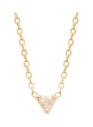14K Yellow Gold and 0.1 TCW Diamond Triangle Pendant Necklace for Women One Size 