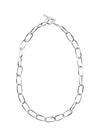 Glamazon Sterling Silver Oval Link Toggle Necklace for Women One Size 