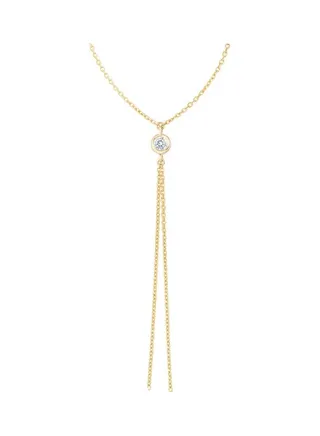 14K Yellow Gold and 0.10 TCW Fringe Pendant Necklace for Women 18 Inches One Size 