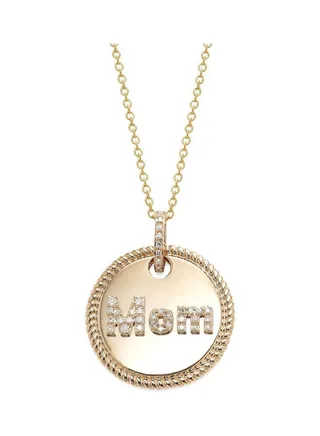 14K Yellow Gold and 0.13 TCW Diamond Pendant Necklace for Women One Size 