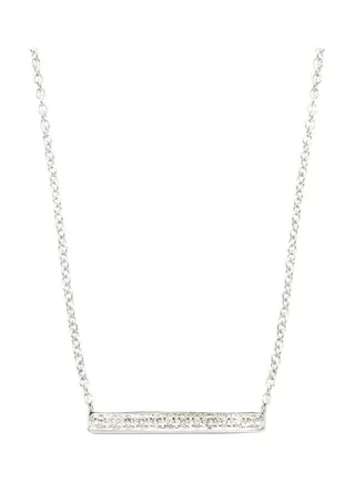 14K White Gold and 0.05 TCW Diamond Bar Necklace for Women One Size 