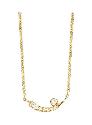 14K Yellow Gold and 0.047 TCW Diamond Pave Tusk Necklace for Women One Size 