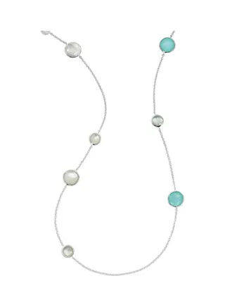 Wonderland Silver Rock Crystal and Mother Of Pearl Station Necklace for Women One Size 