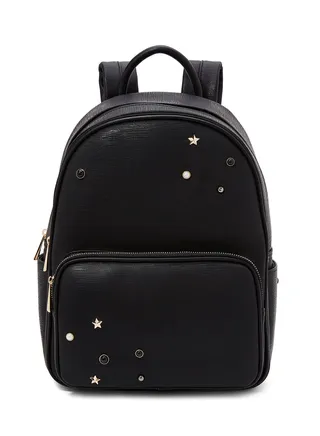 Faux Leather Backpack Black 