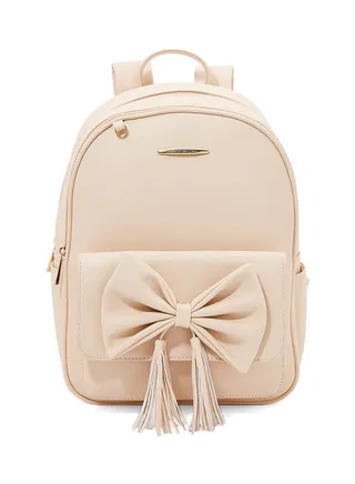 Faux Leather Backpack Beige 