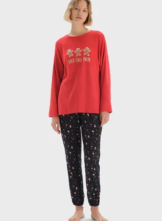 Crew Neck Graphic Printed Night Suit 