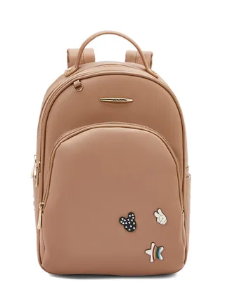 Faux Leather Backpack Brown 
