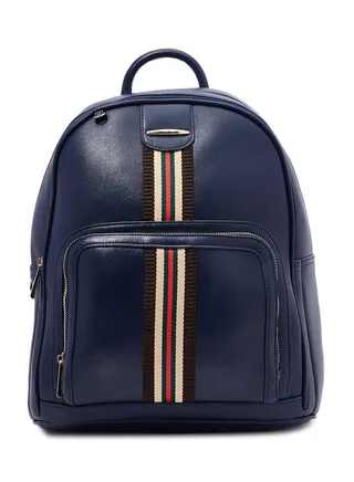 Faux Leather Fashion Backpack Blue 