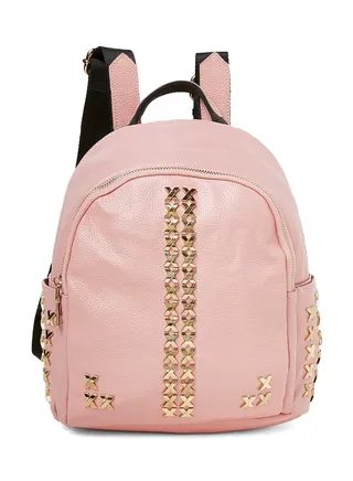 Faux Leather Backpack Pink 