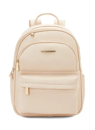 Faux Leather Backpack Beige 