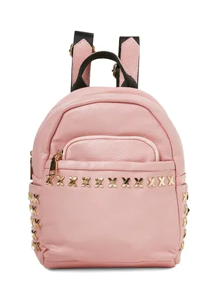 Faux Leather Backpack Pink 