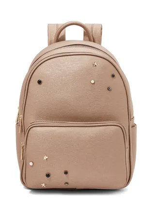 Faux Leather Backpack Gold 