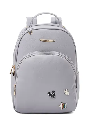 Faux Leather Backpack Grey 