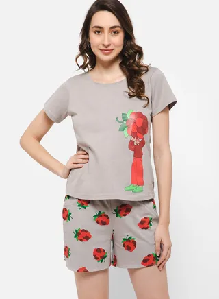 Graphic T-Shirt & Pyjama Shorts Set 