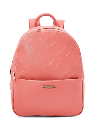 Faux Leather Backpack Red 