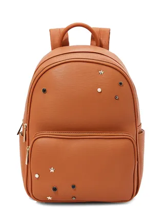 Faux Leather Backpack Brown 