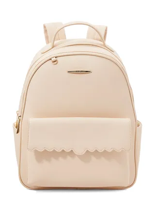 Faux Leather Backpack Beige 