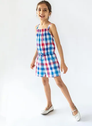 Checked Sleeveless Romper 