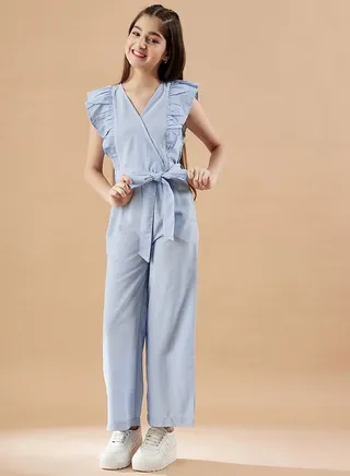 Ruffle Trim Knit Jumpsuit 