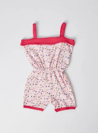 Girls Printed Playsuit Pink 