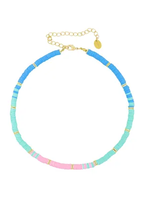 Prawn Surfer Necklace Multi 38Cm + 10Cm Ext Gold Plated 
