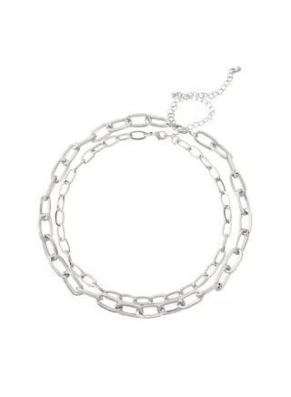 Blake Double Chain Necklace Silver 
