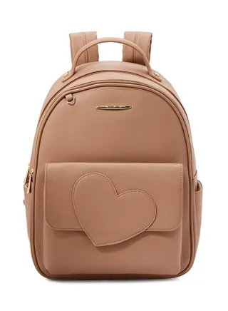 Faux Leather Backpack Brown 
