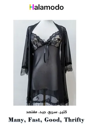 Women's Black Breathable Lace Pajamas 
