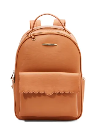 Faux Leather Backpack Brown 
