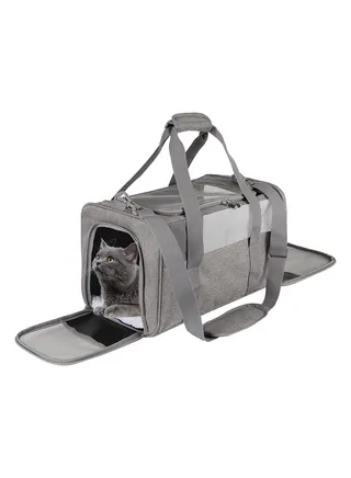 Pet Carrying Case, Protable Good Breathable Soft Edge Foldable Top Loading Cat Bag Carrier, Pet Carrier for Small and Medium Cats, Gray 