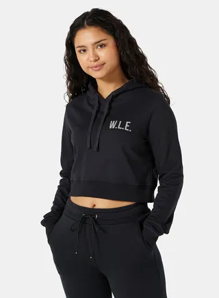 Eco-Friendly Logo Loungewear Cropped Hoodie Black 
