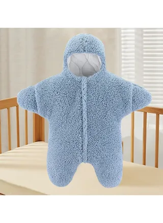 Baby Starfish Lamb Cashmere Split Leg Sleeping Jumpsuit 