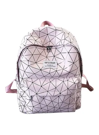 Geometric Pattern Backpack Pink/Black 