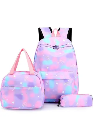 3 Pcs School Bags Backpack Set with  for Kids, Large Capacity Student Bookbag, Includes Backpack, Lunch Bag and Pencil Case, School Supplies for Boys Girls Teens 