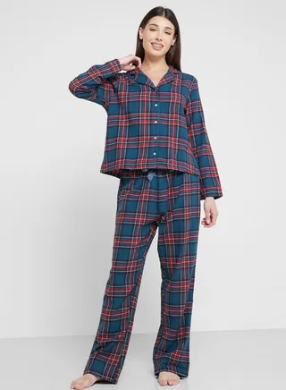 Checked Shirt & Pyjama Set 