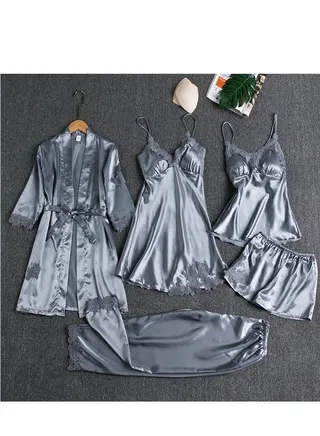 New Five Piece Lce Silk Pajamas 