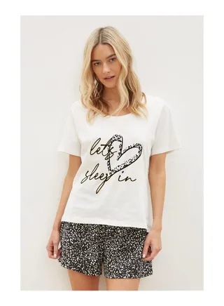 Lets Sleep In Animal T-Shirt and Shorts Pyjama Set 