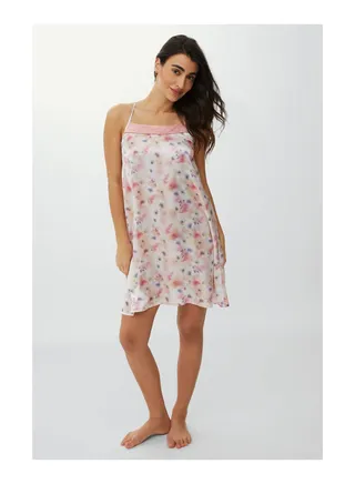 Satin Tie Dye Floral Chemise 
