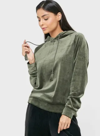 Colourblock Velour Top 