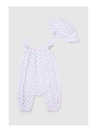 Baby Girls Flamingo Romper W/ Hat 