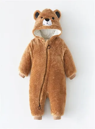 Squality Baby Thick Hooded Jumpsuit Brown 