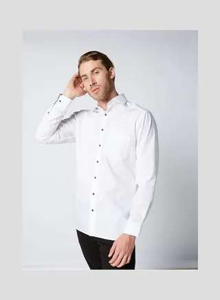 Casual Plain Basic Long Sleeve Shirt White 