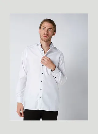 Plain Basic Collared Neck Shirt White 