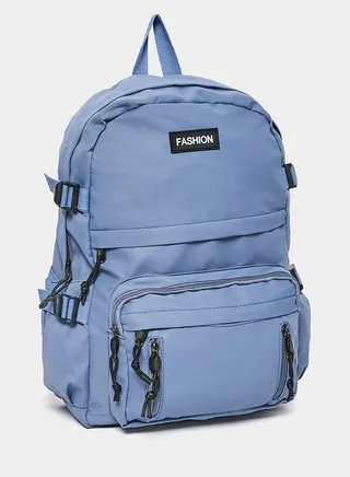 Slogan Patch Detail Pocket Detail Backpack