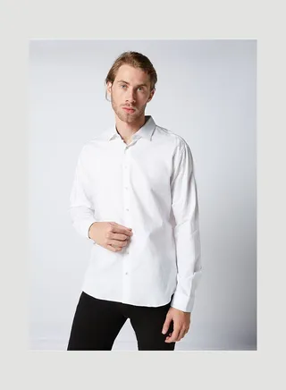 Casual Plain Basic Long Sleeve Shirt White 