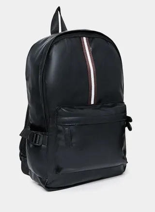 Contrast Strap Faux Leather Backpack