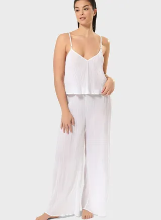 Strappy Plisse Cami & Pyjama Set 